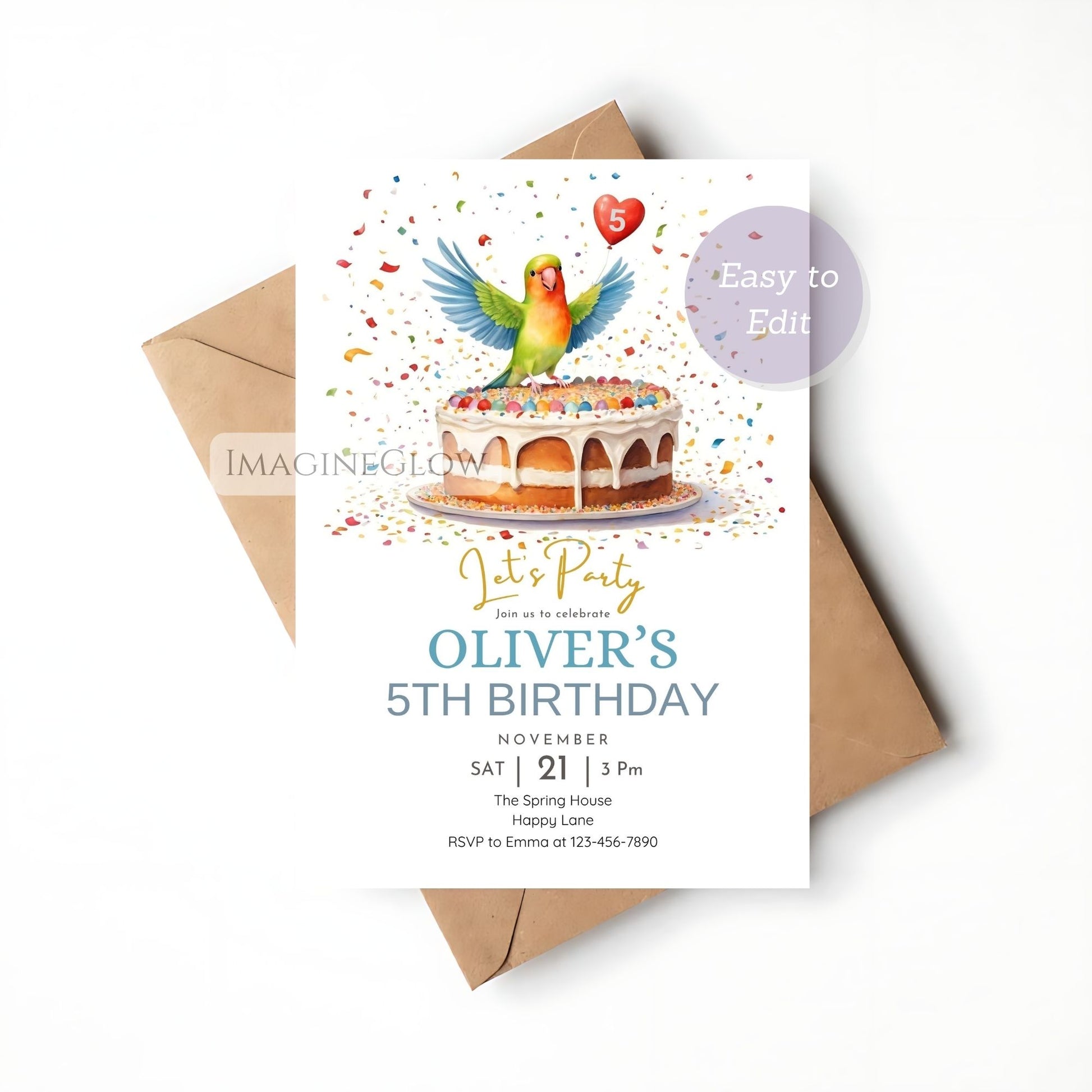 lovebird birthday invitation for tropical celebration
