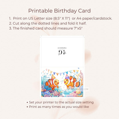 Kids clownfish card
Underwater birthday card
Colorful fish birthday card
Marine life birthday card
Sea creature birthday card