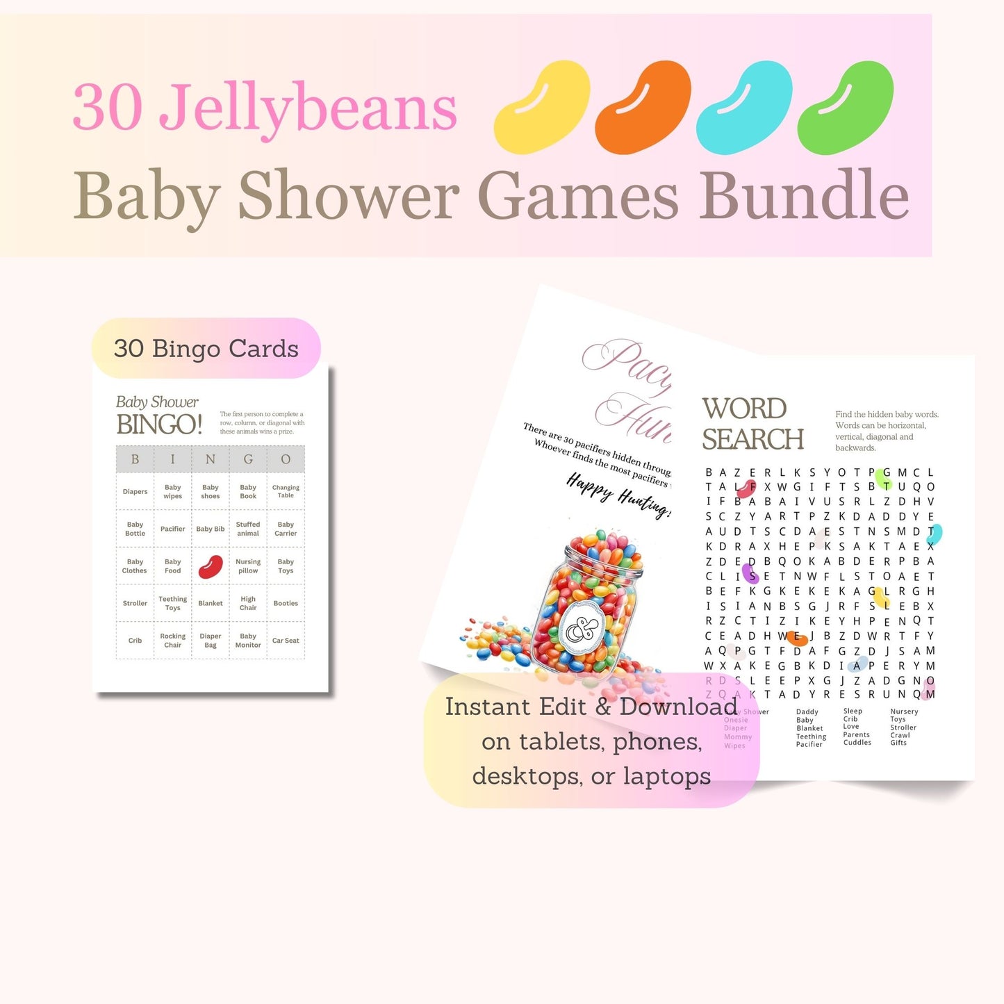 Unique Little Beans baby shower activity printables.