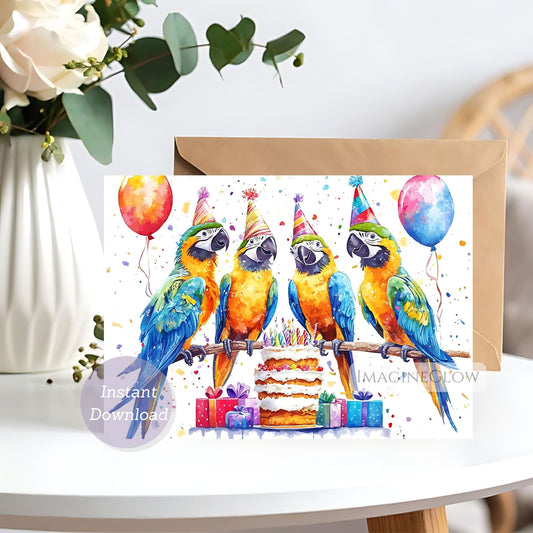 parrot birthday card
colorful parrot greeting card
tropical bird birthday card


