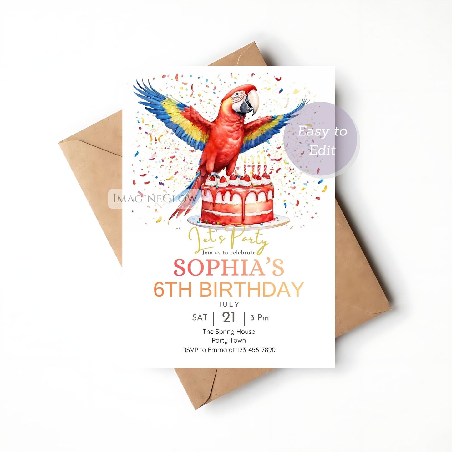 editable tropical bird birthday card

parrot birthday party invitation
