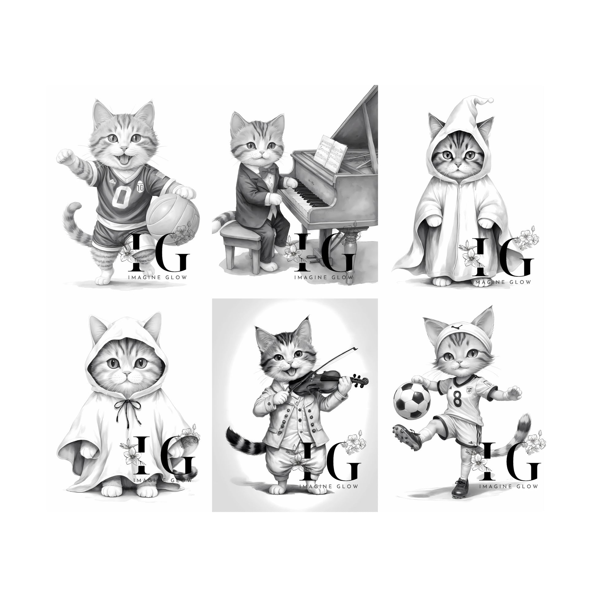 coloring pages with 30 different cat costumes for all ages.