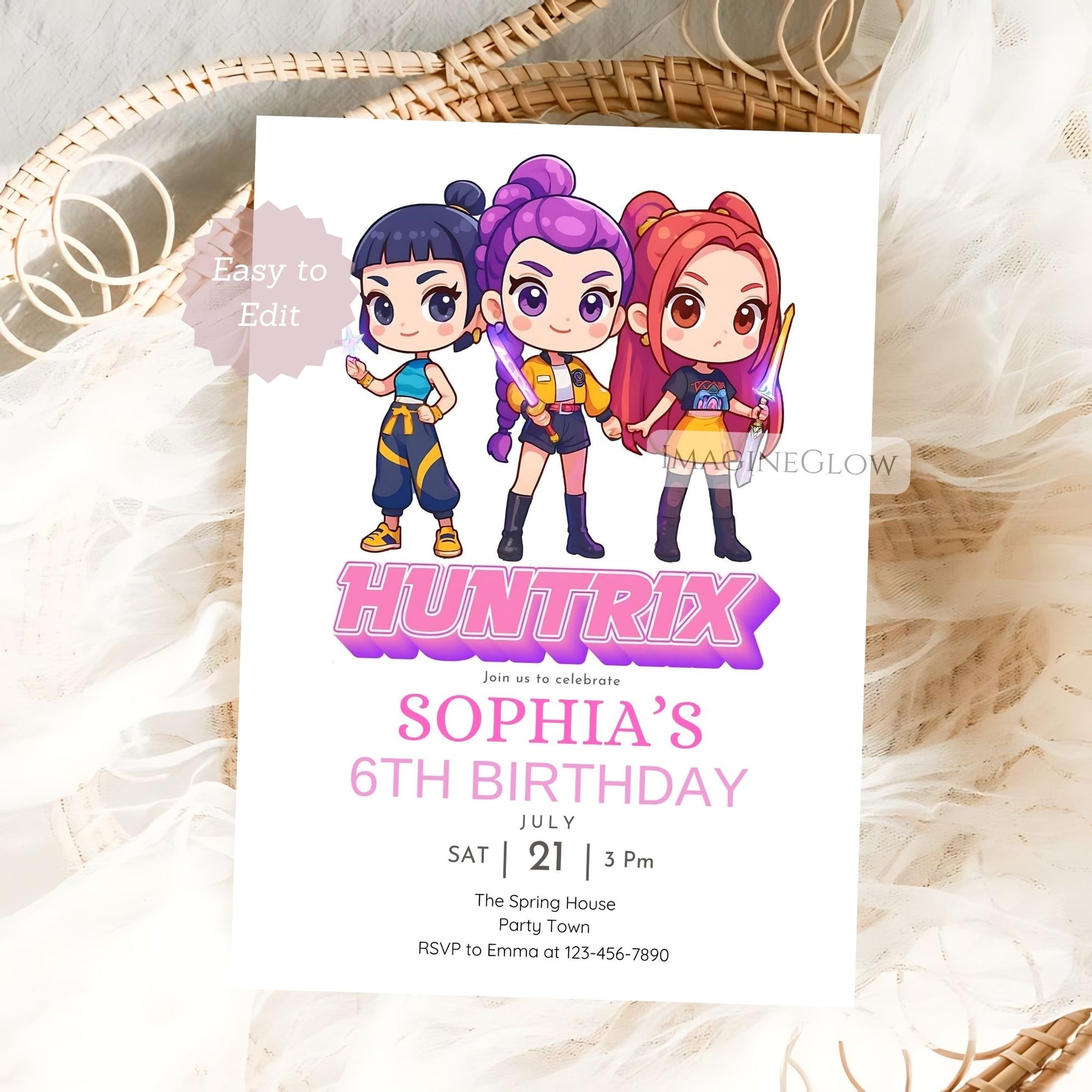 printable demon hunters invitation
