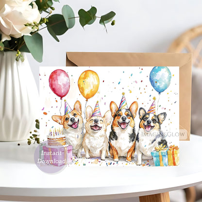 pembroke welsh corgi birthday card
printable corgi dog card
cute corgi dog greeting card
birthday card for corgi lover
