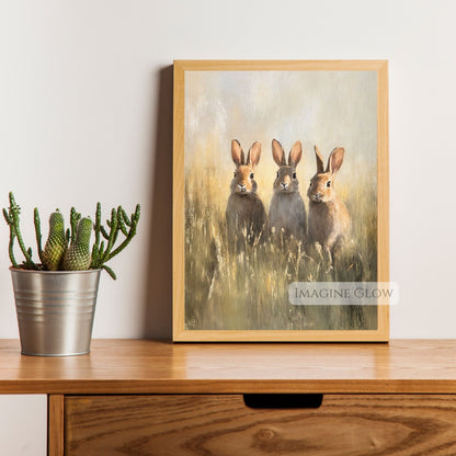 Charming bunny trio wall art rustic country decor
