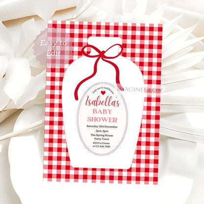 rustic red gingham baby shower card
printable picnic baby shower invitation
