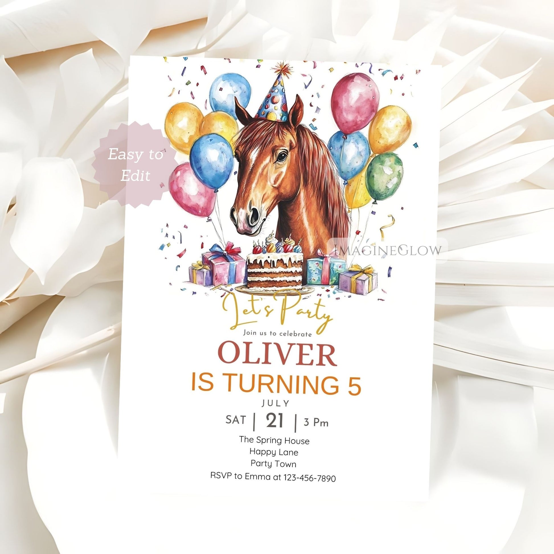 Cute country-style horse birthday card
