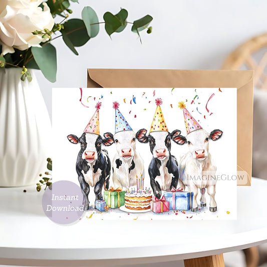 Cow birthday card
Farm animal birthday card
Printable cow birthday card


