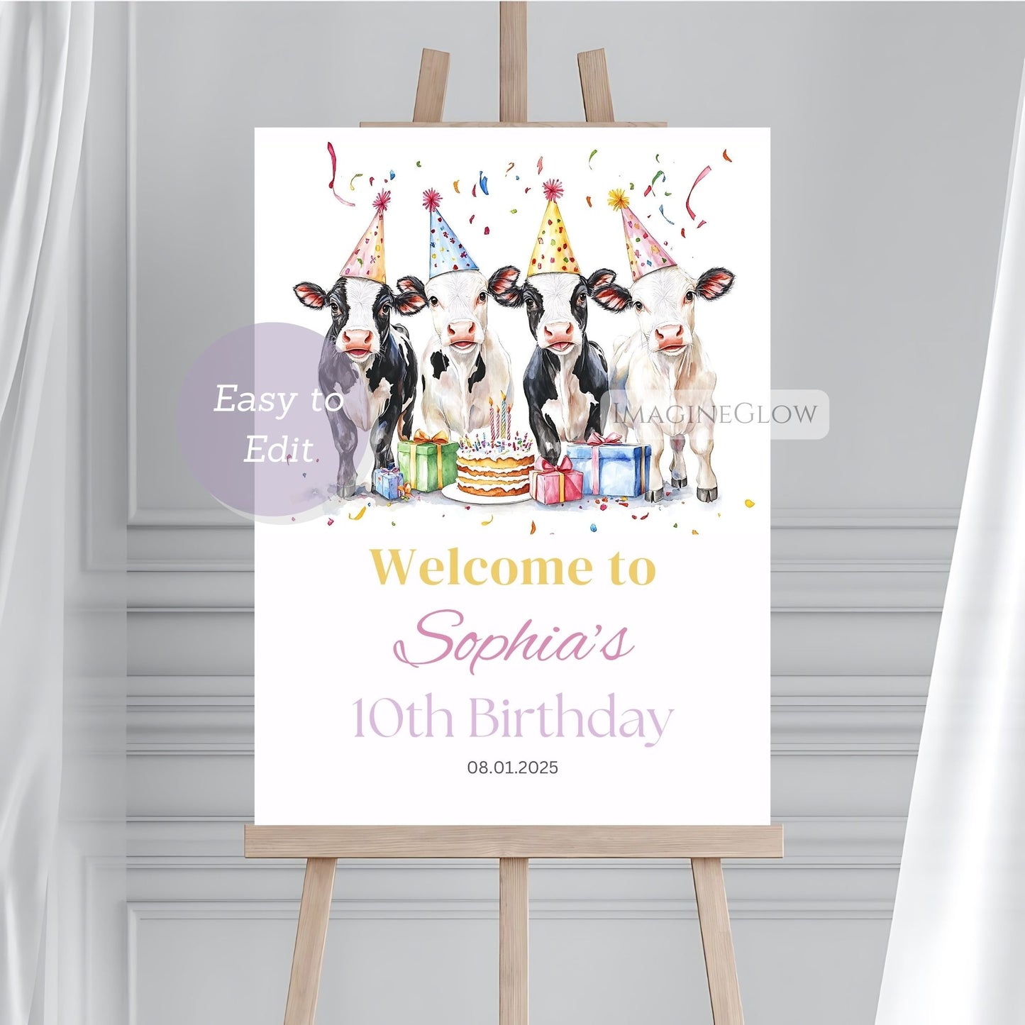 cow invitation and thank you card bundle
