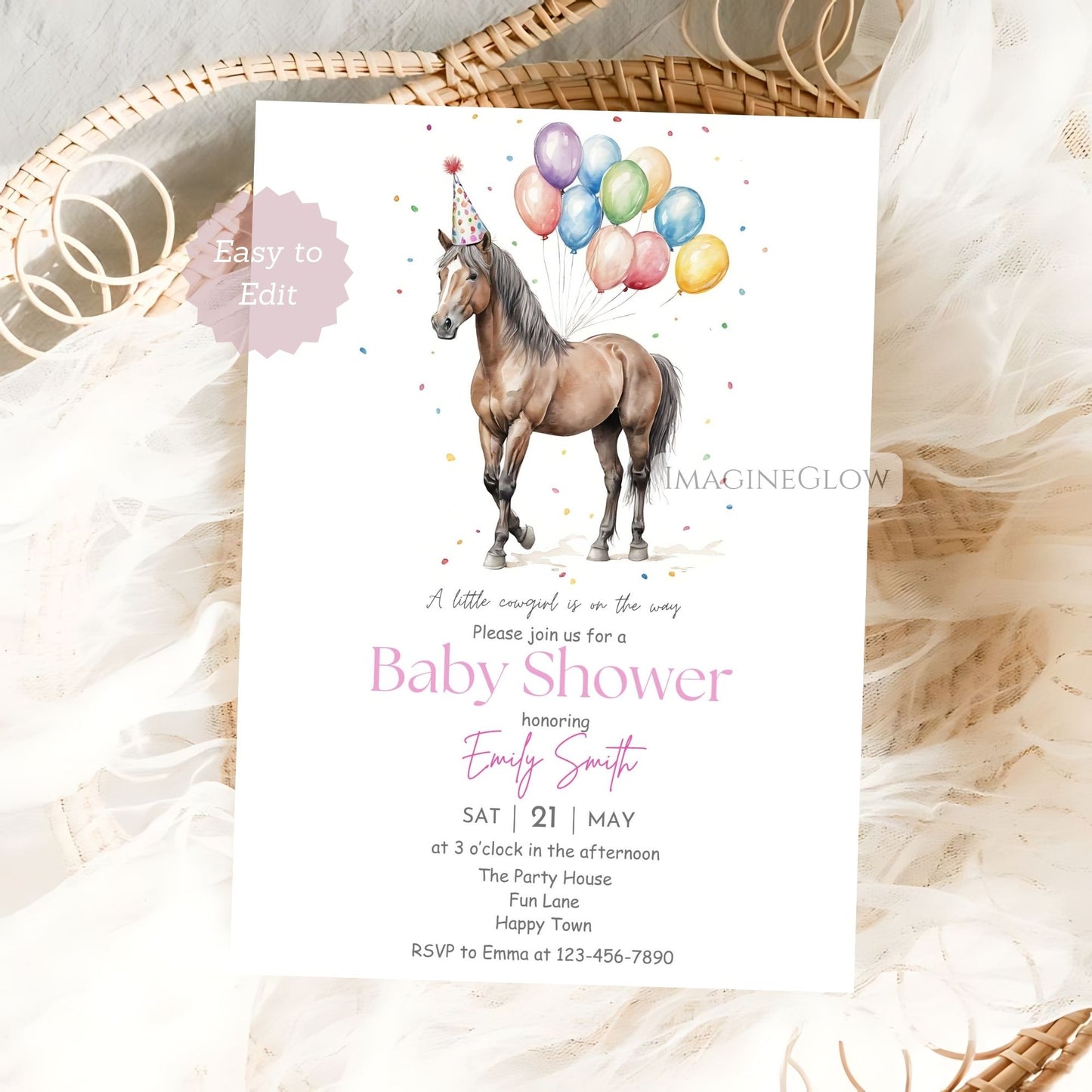horse baby shower invitation template
rustic country baby shower invite
