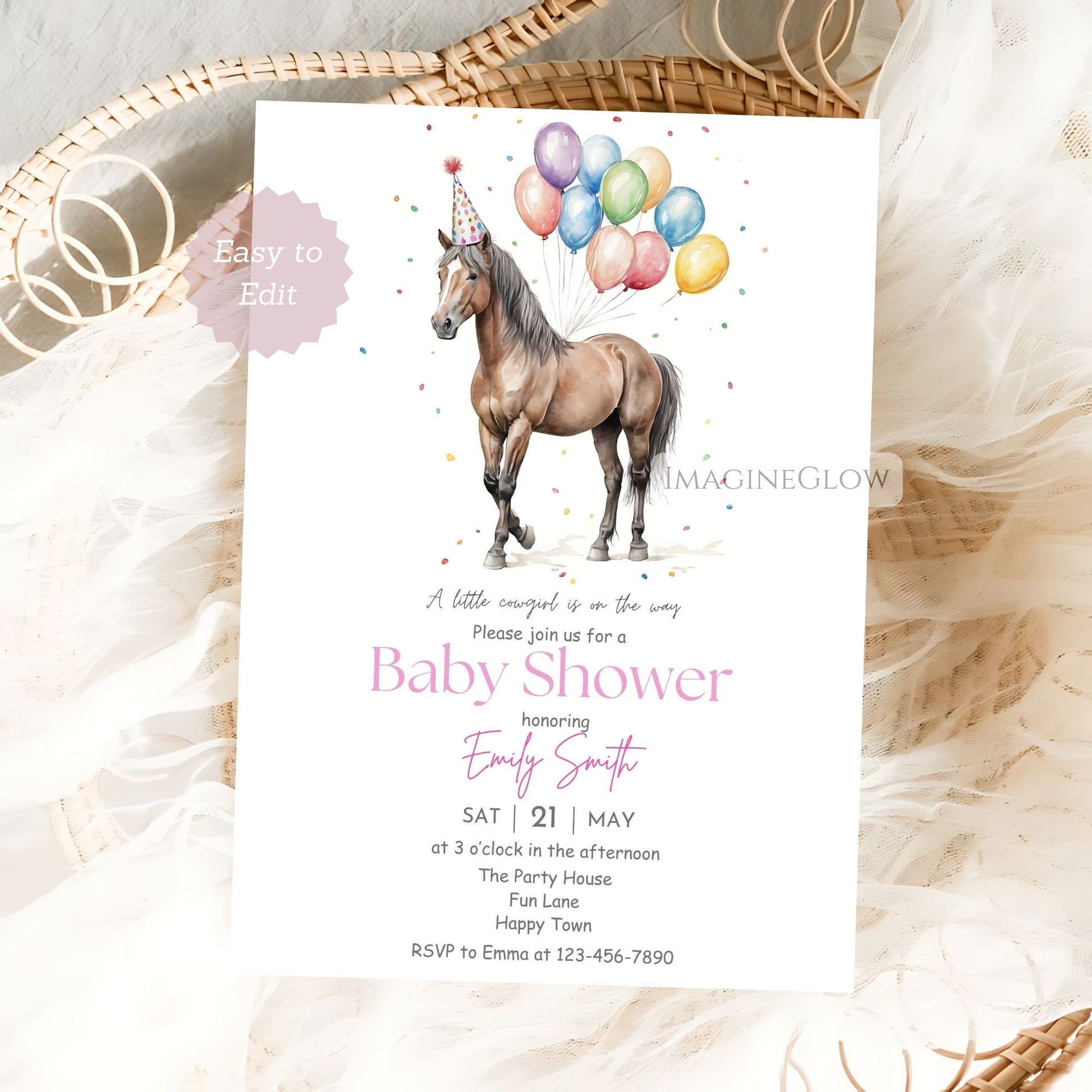 horse baby shower invitation template
rustic country baby shower invite
