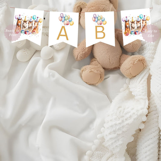 pony theme birthday decoration
cowboy cowgirl printable party banner
western horse bunting letters