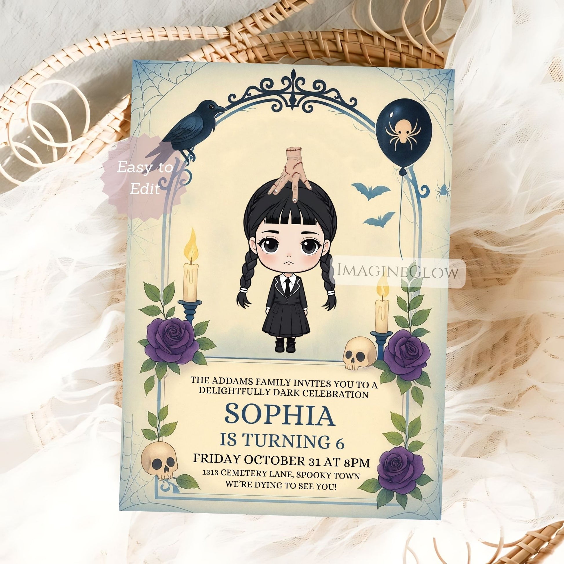wednesday addams birthday invitation
