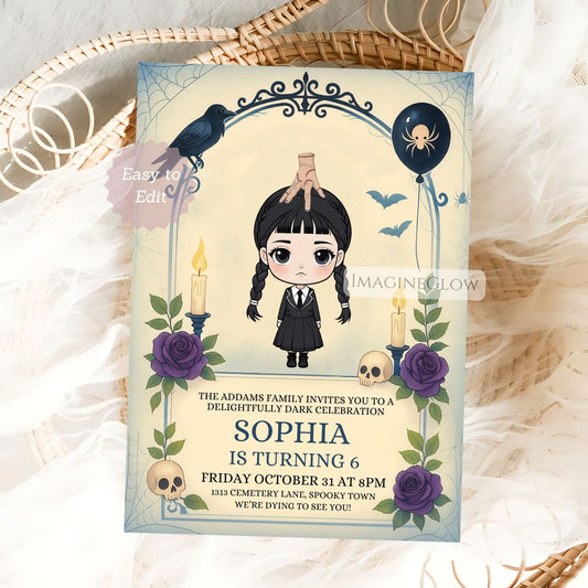 wednesday addams birthday invitation
