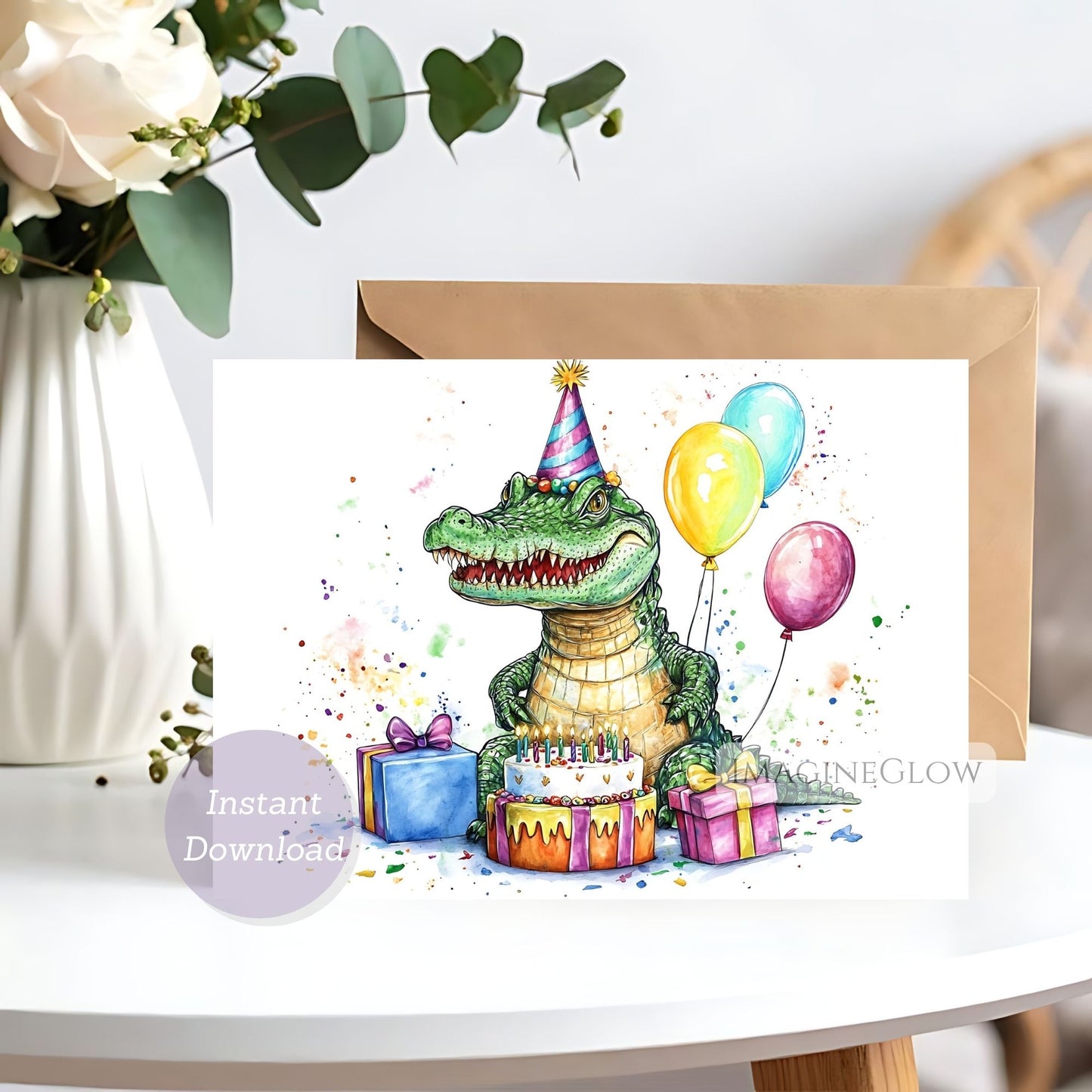 crocodile greeting card
printable crocodile birthday card
