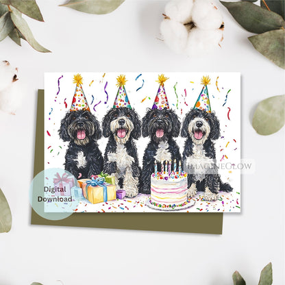 portuguese water dog birthday card
printable dog lover greeting card
