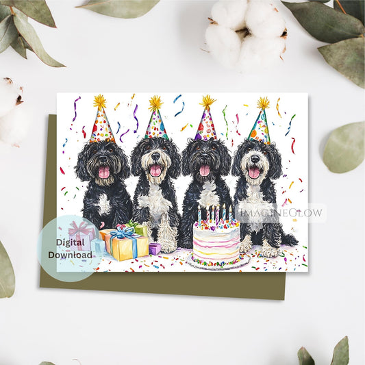portuguese water dog birthday card
printable dog lover greeting card
