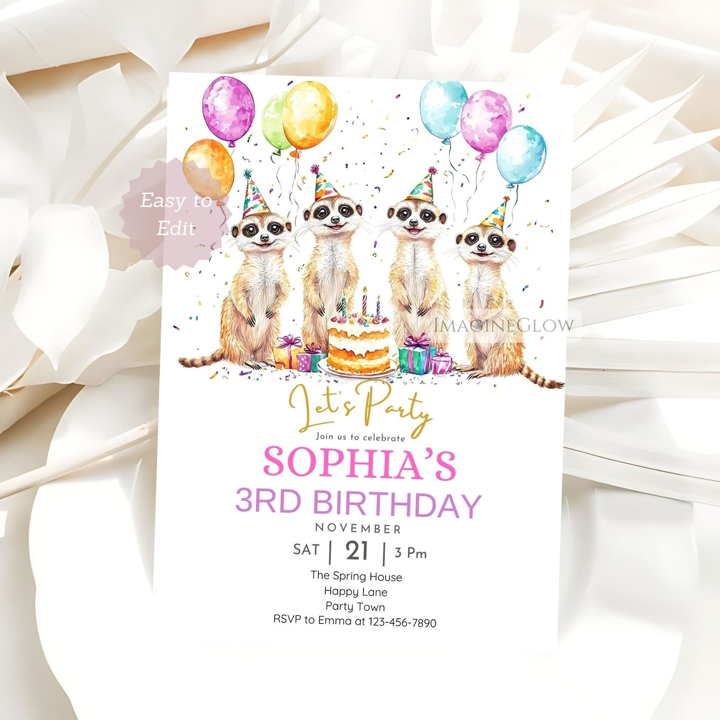 Meerkat birthday invitation printable for kids


