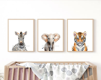 Cute animal-themed nursery wall art for kids' rooms