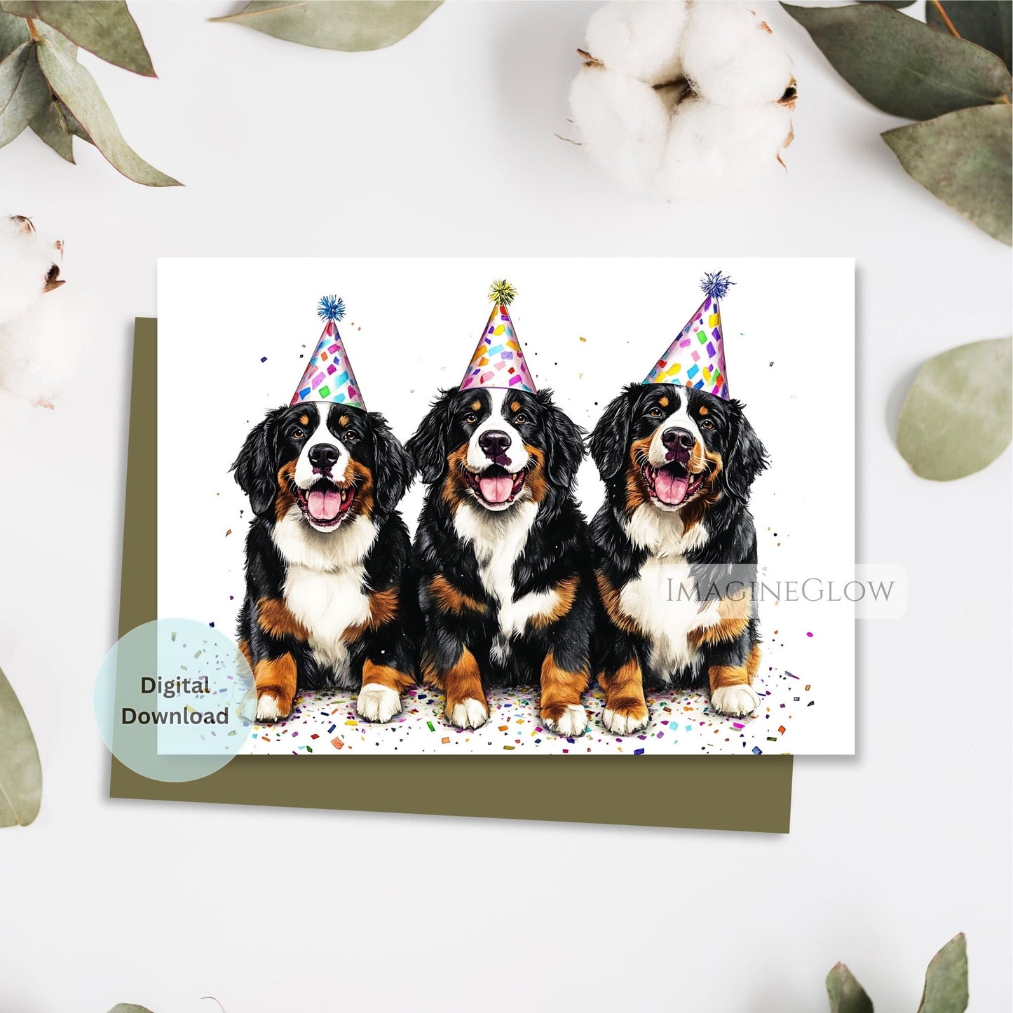 cute bernese mountain dog birthday card
fluffy bernese printable birthday card
