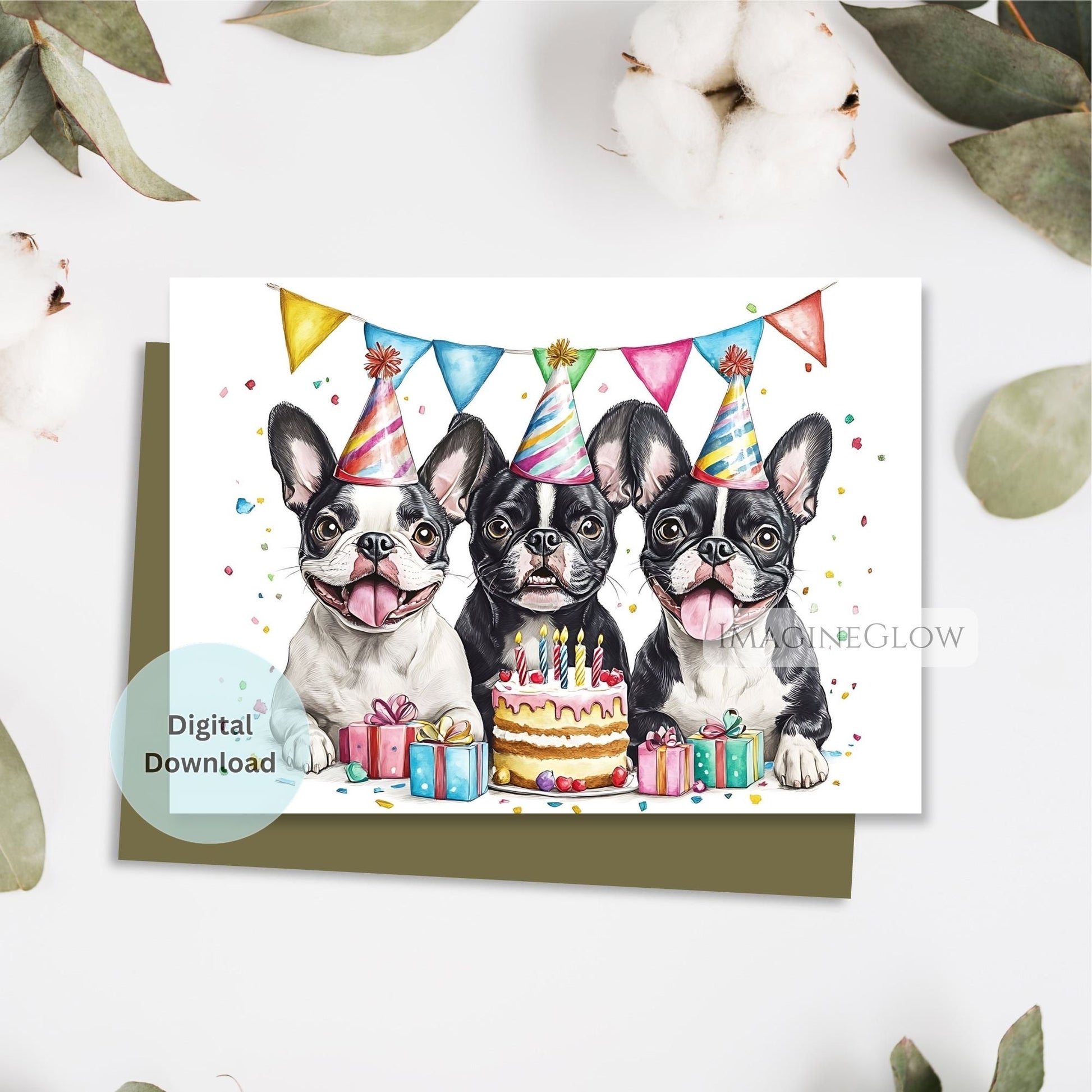 puppy birthday card printable
folded Boston Terrier card
