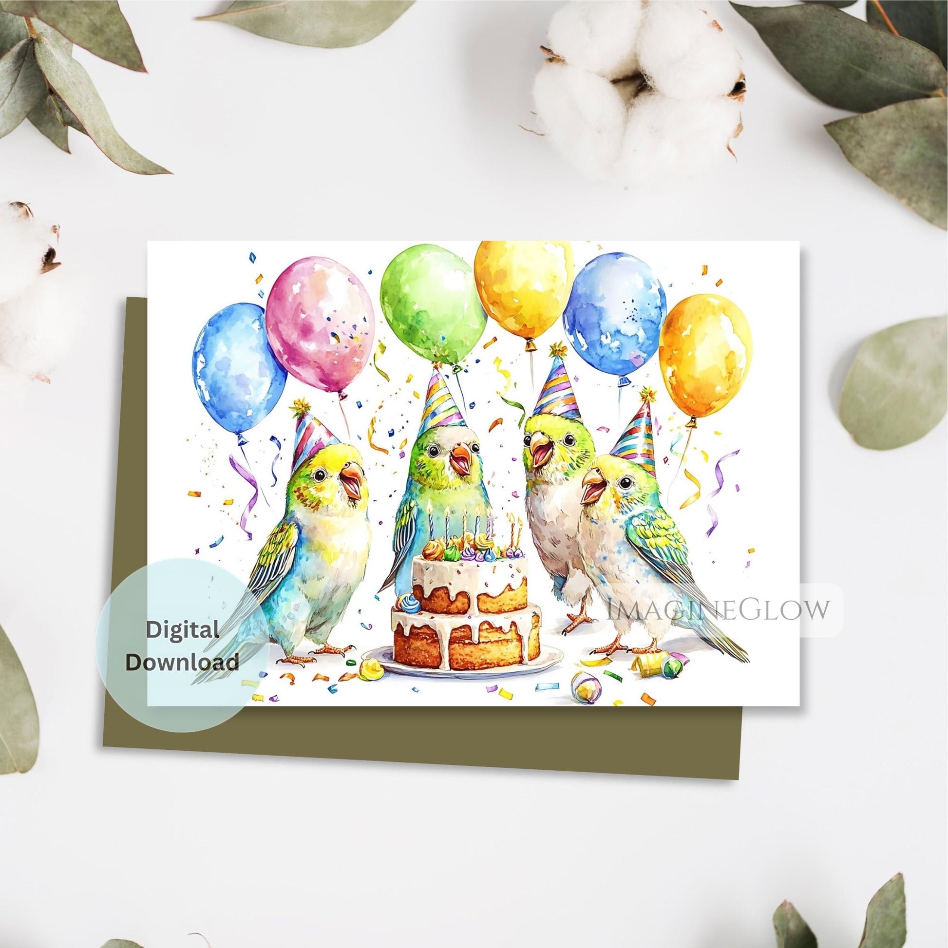 parakeet birthday greeting card
printable budgerigar birthday card
bird lover birthday card
