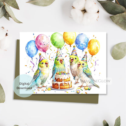parakeet birthday greeting card
printable budgerigar birthday card
bird lover birthday card
