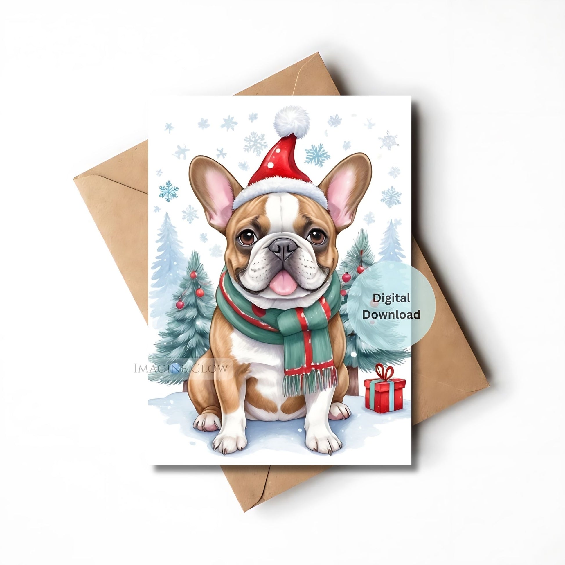 bulldog christmas card winter theme
