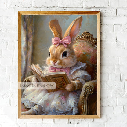 Whimsical bunny wall art for nursery or bedroom
