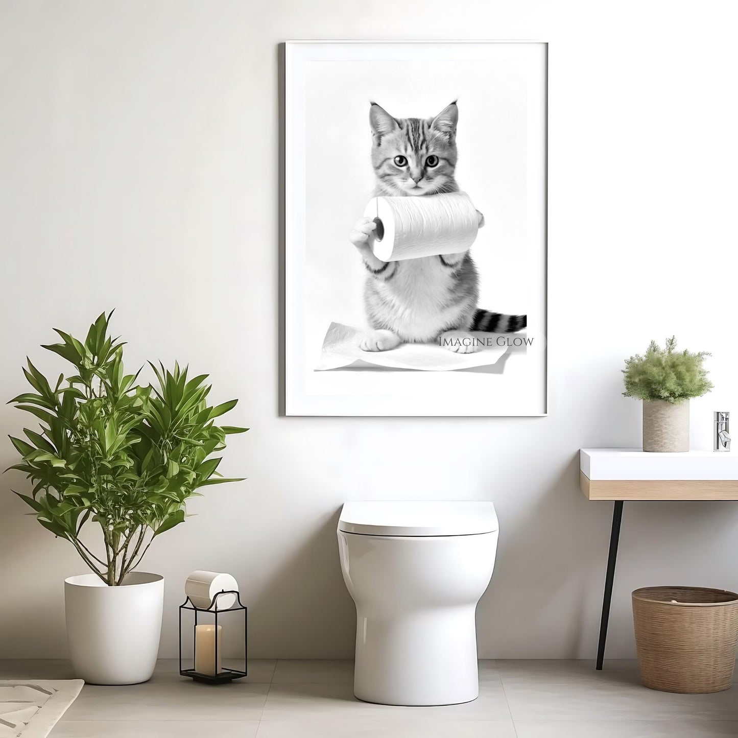 Printable cat-themed bathroom sign
