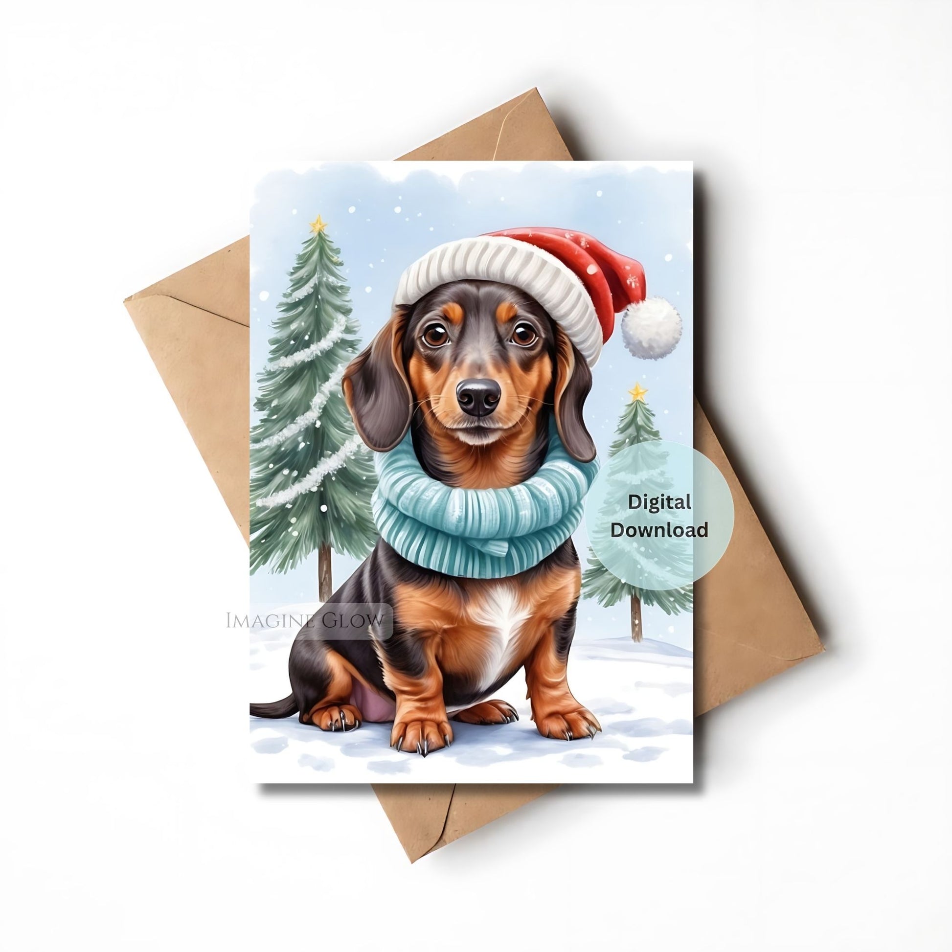 dachshund christmas card festive dog design
