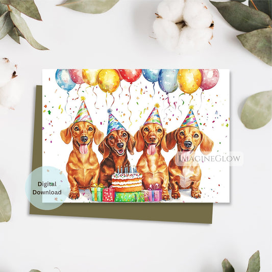 cute sausage dog birthday greeting
digital dog lover birthday card

