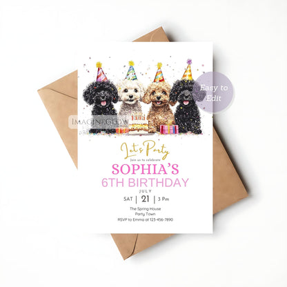 poodles dog birthday printable
