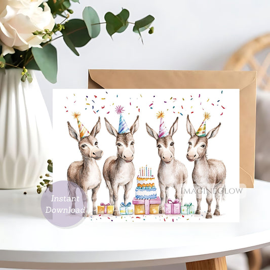 cute donkey birthday card adorable animal
funny donkey birthday greeting card
farm animal donkey birthday card printable
