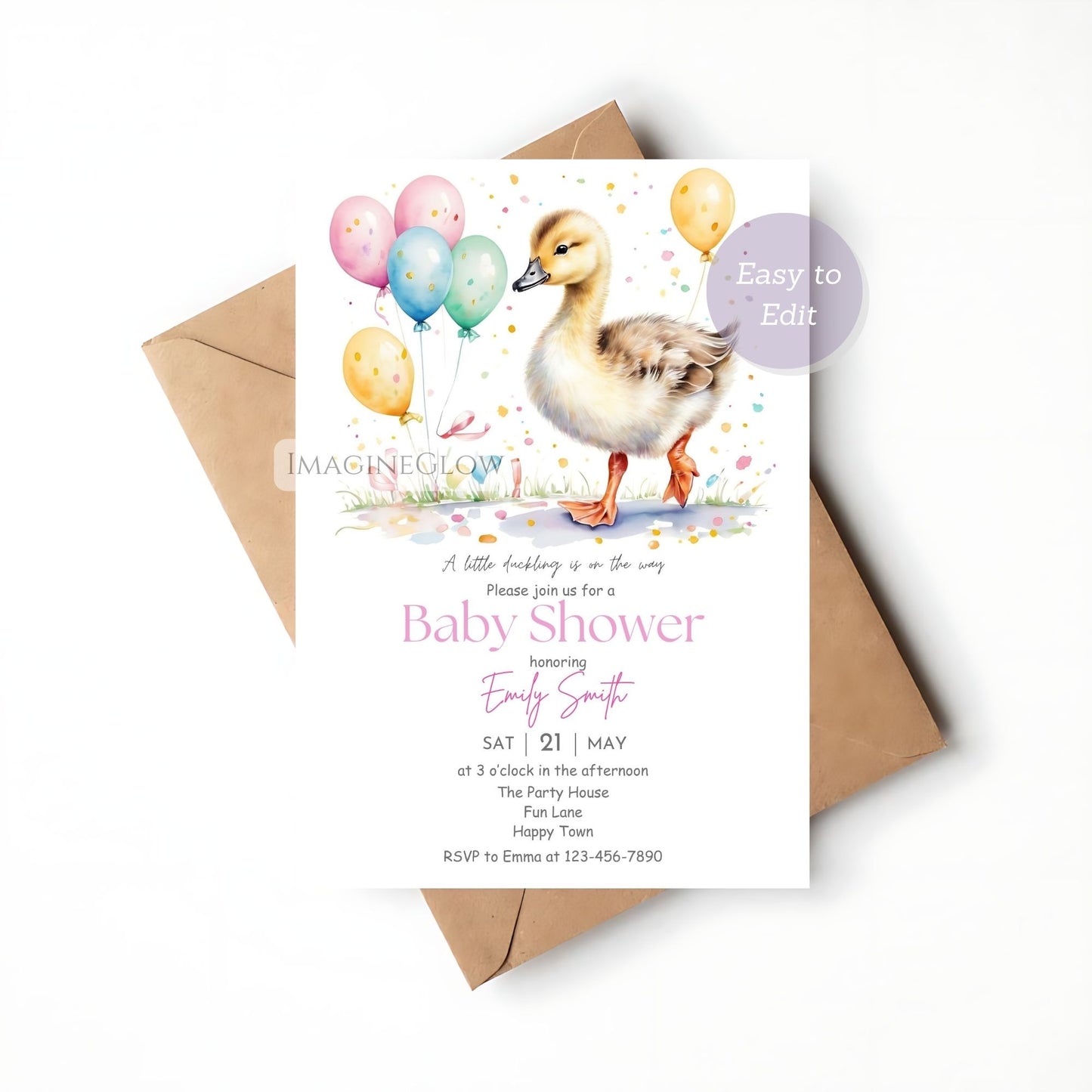 adorable duckling baby shower invite
digital duckling baby shower invitation
