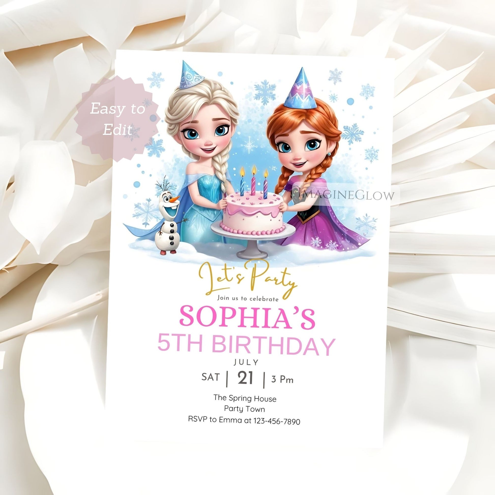 frozen birthday invitation
elsa anna olaf party invite
