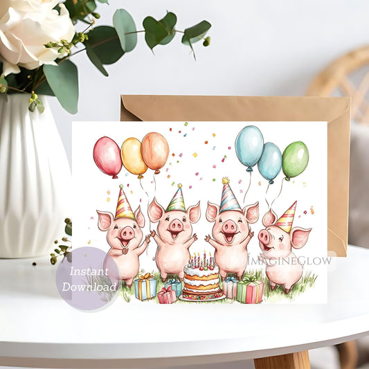 Piglet birthday card
cute farm animal birthday card
fun animal greeting card
