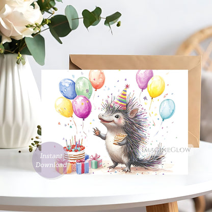 porcupine birthday card
cute forest animal card
kids porcupine birthday card
adult porcupine birthday card
playful porcupine illustration
woodland animal greeting card
