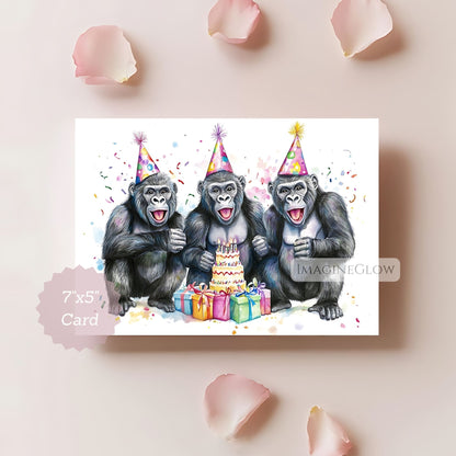 Gorilla birthday card printable
Funny gorilla greeting card
Jungle theme birthday card

