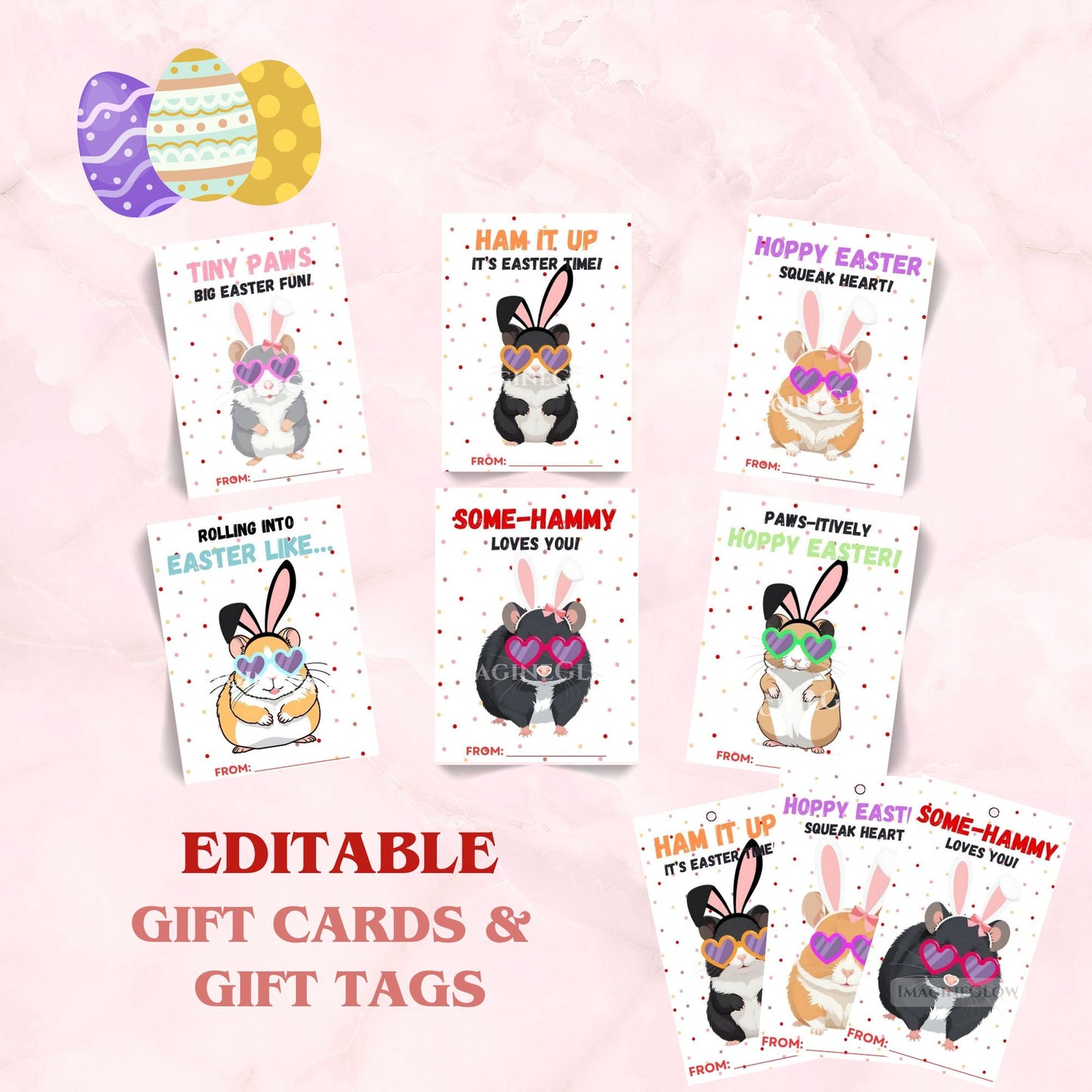 Hamster Easter Gift Tags - Classroom Party Gift Cards