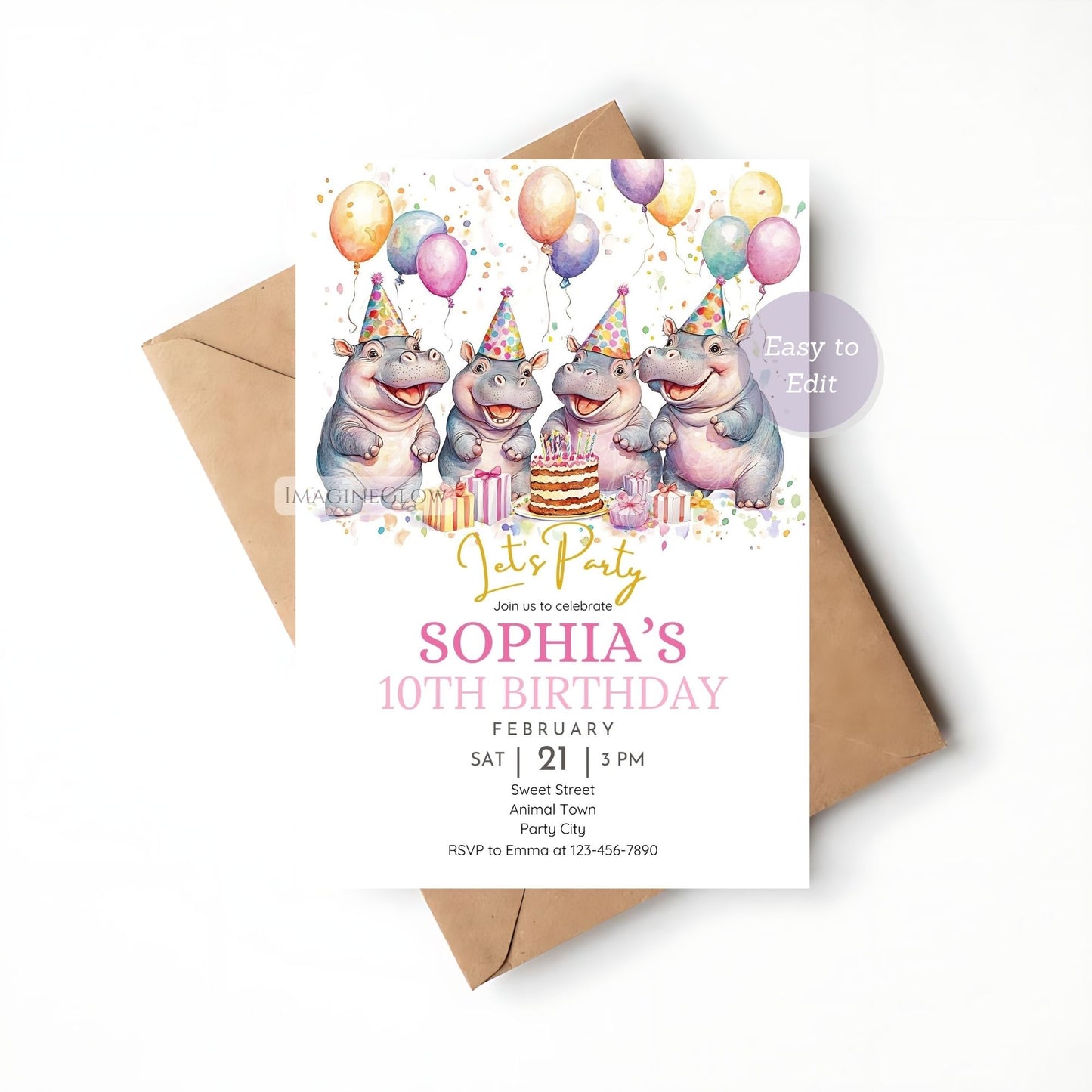 Wild animal birthday invitation
