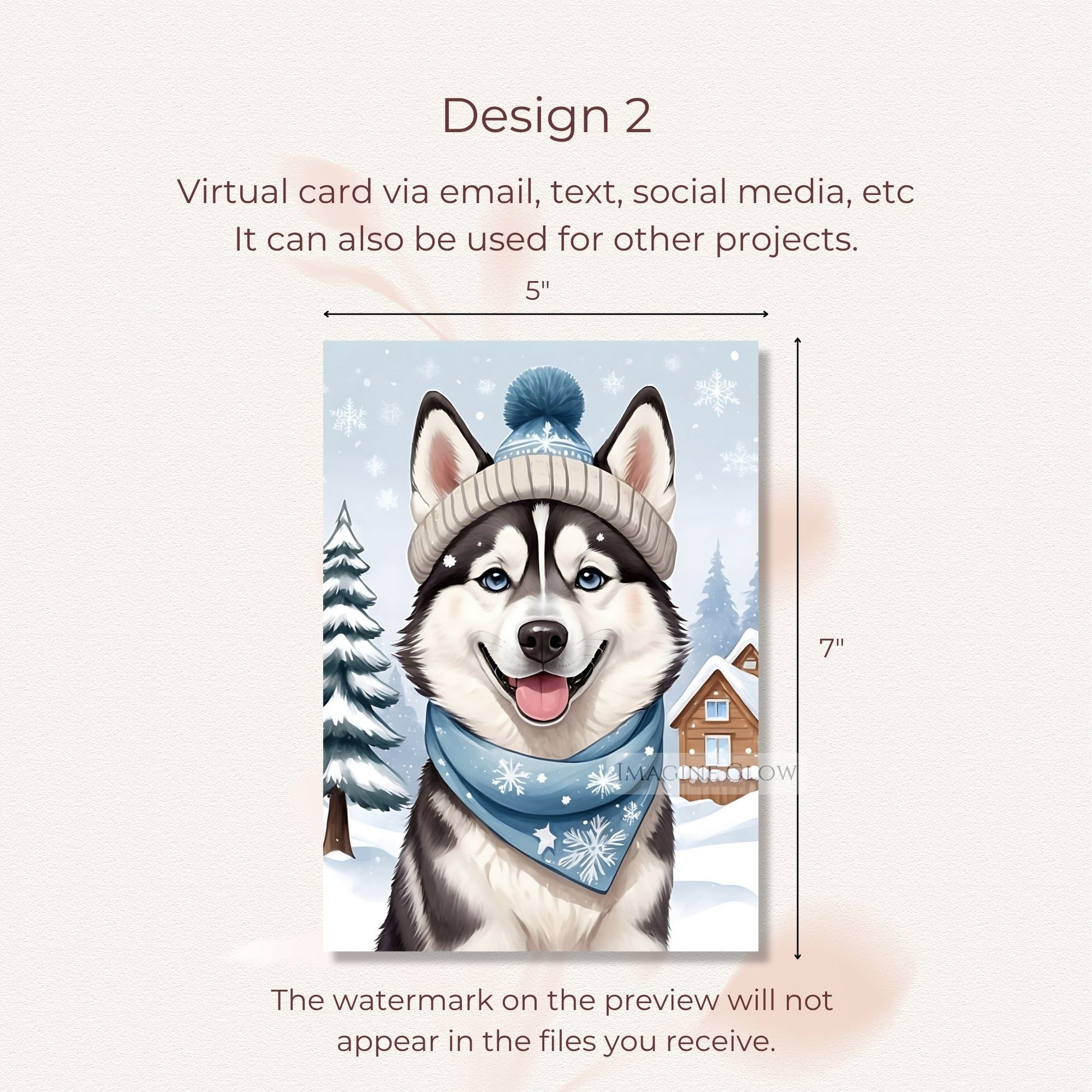 siberian husky christmas card winter snow theme
husky dog christmas greeting card festive style