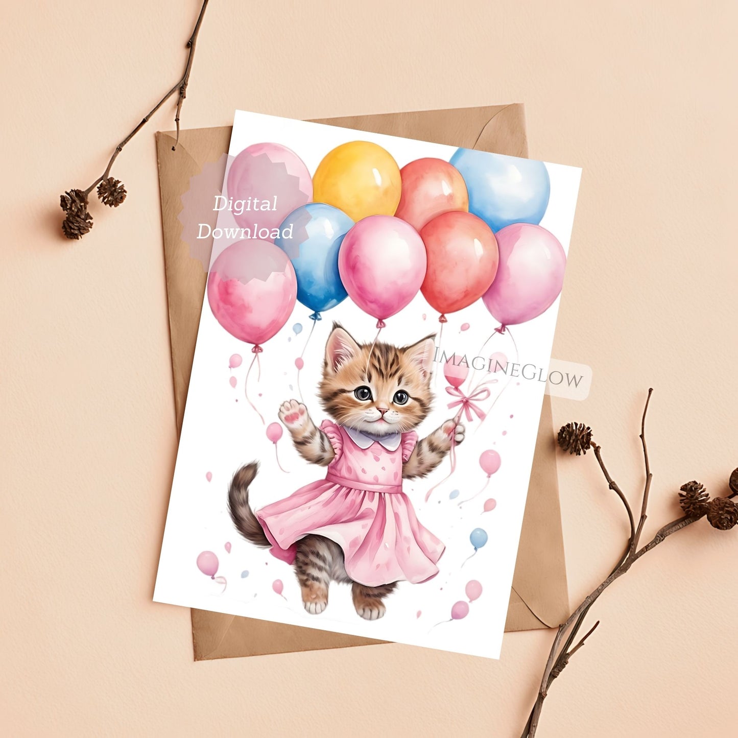 Kitten birthday card printable design
Cute printable birthday card with kitten


