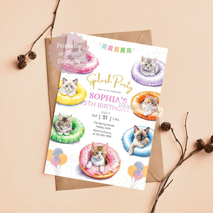 cat and kitten birthday invite
