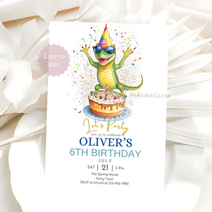 lizard birthday invitation
