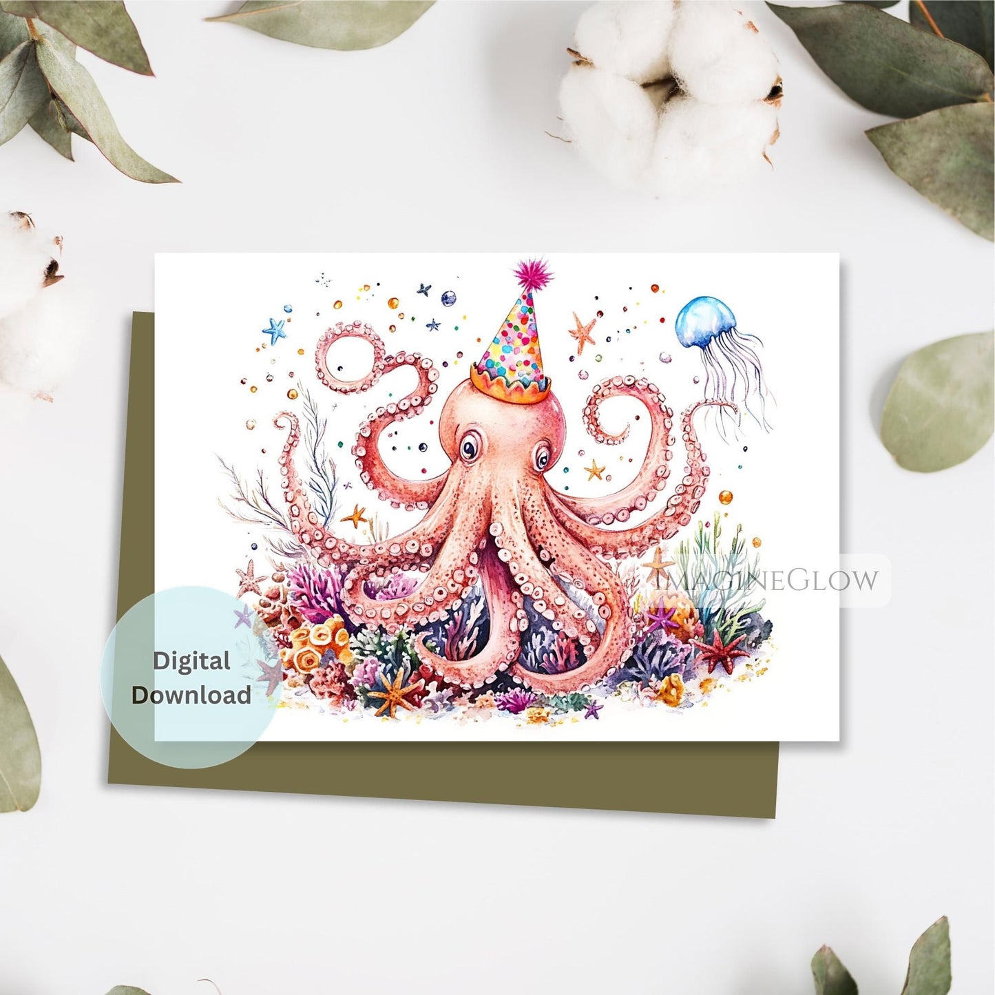 Printable sea creature birthday card
Octopus birthday card digital download
