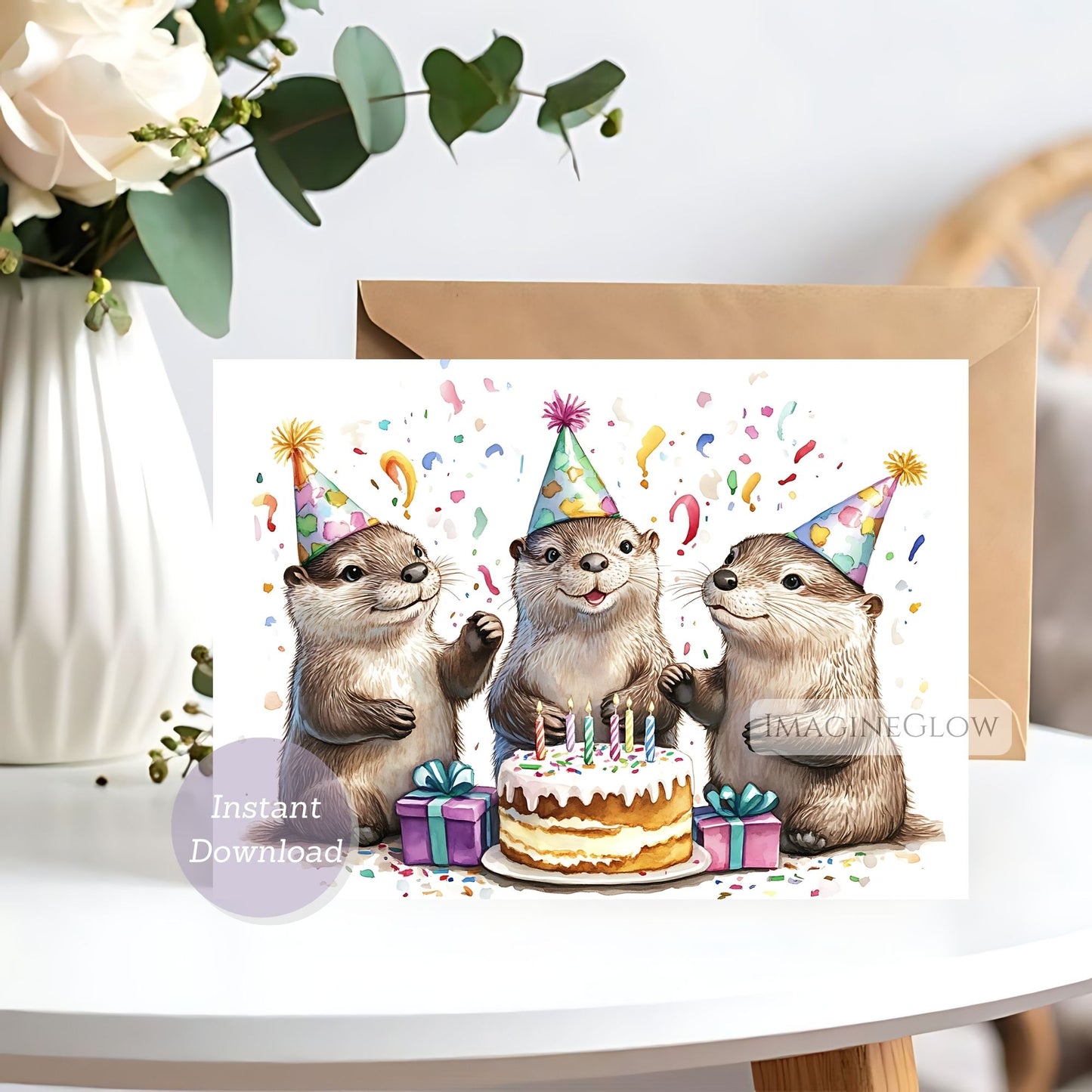 Otter birthday card printable
Cute otter greeting card
River otter birthday card


