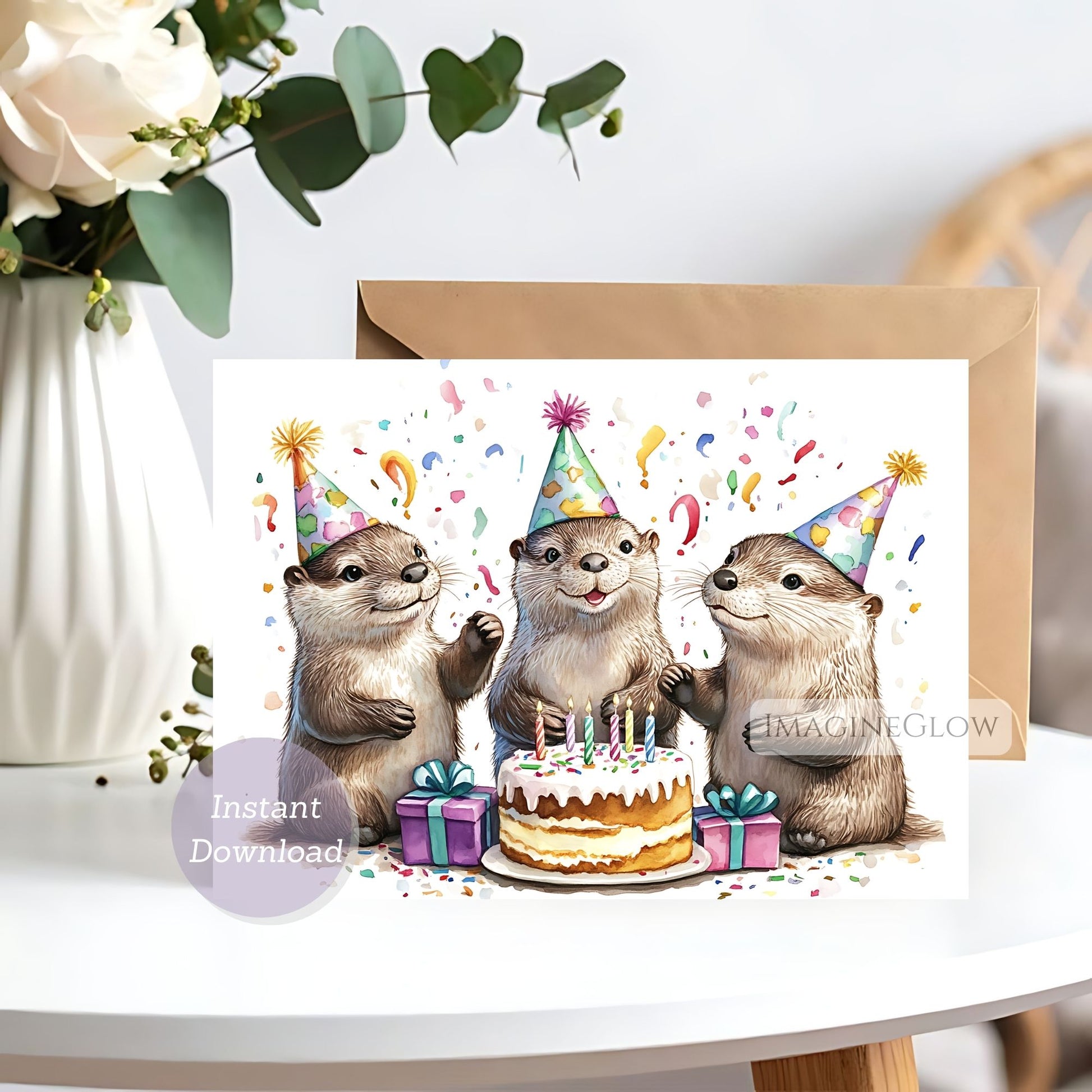 Otter birthday card printable
Cute otter greeting card
River otter birthday card


