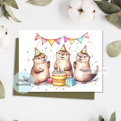 Whimsical otter birthday card
Printable otter card for her
