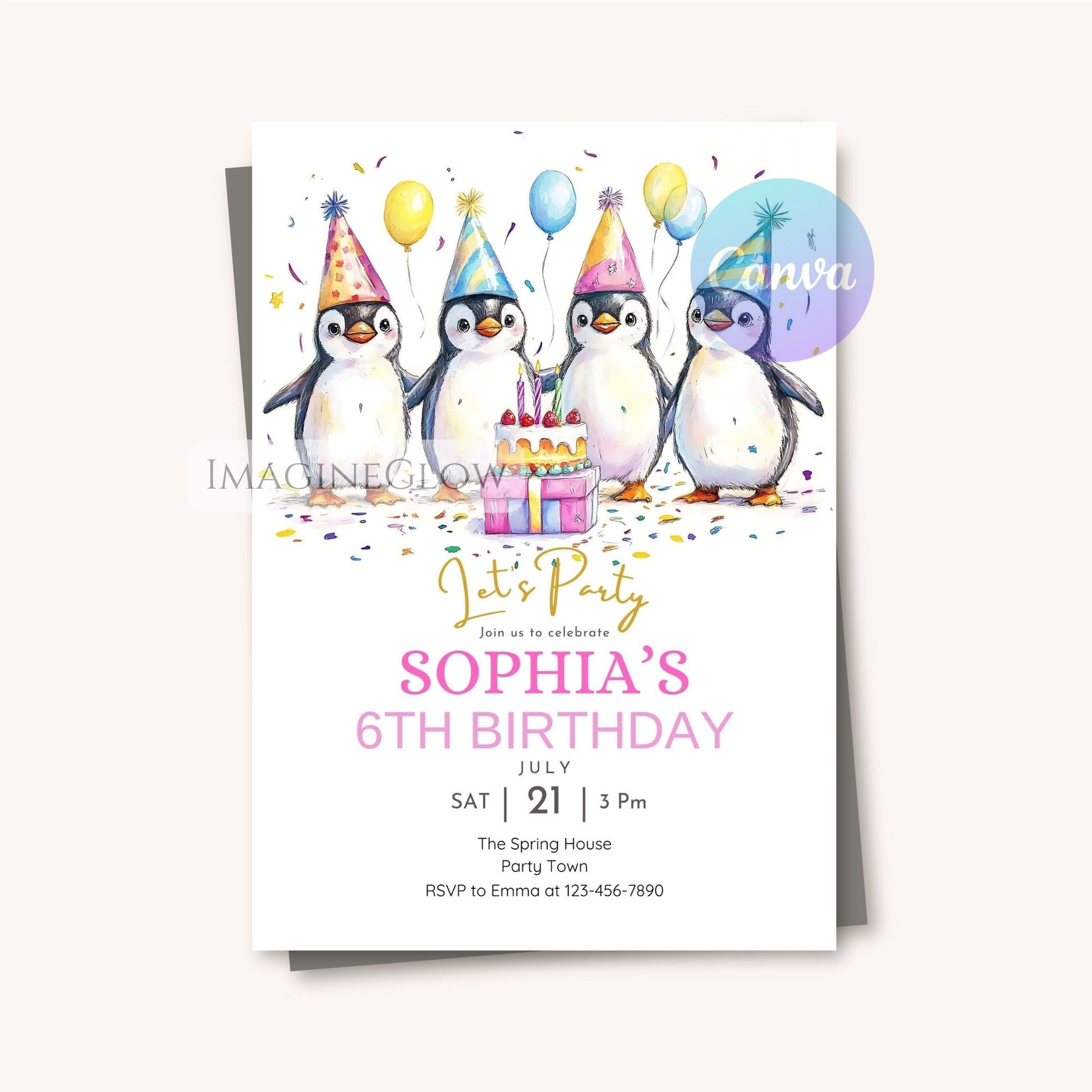 penguin themed birthday invitation editable
winter penguin birthday party invitation
